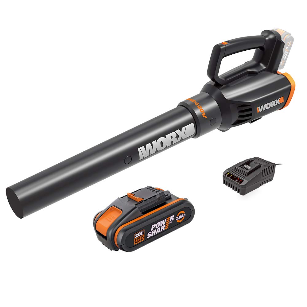 WORX 18V(20V MAX) Akku Laubbläser WG547E, 1 x 2,0Ah Akku, PowerShare, 2-Fach Geschwindigkeit, Turbin