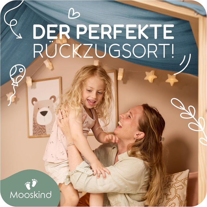 Hausbett Himmel – Aus weichem Musselin in 7 Farben – 100% Bio-Baumwolle – Traumhafte Hausbett Deko &amp;