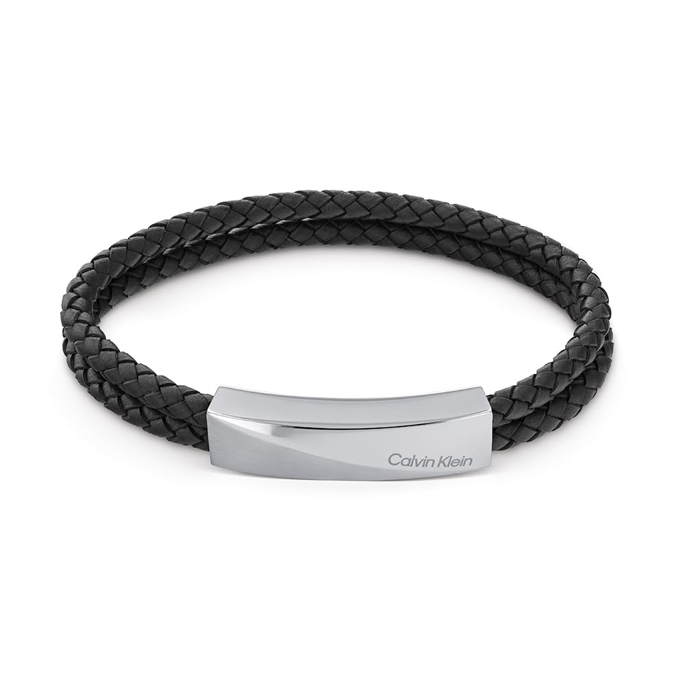 Calvin Klein Lederarmband für Herren Kollektion WRAPPED &amp; BRAIDED Black, Black