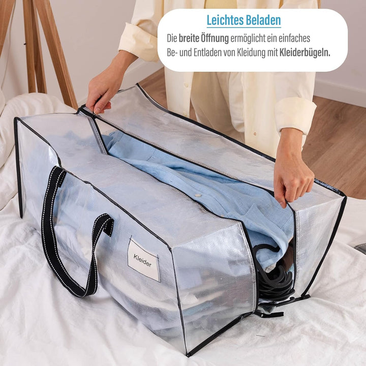 VENO 8er-Pack Umzugstaschen XXL (87 Liter) Aufbewahrungstasche mit Starken Griffen &amp; Reissverschluss