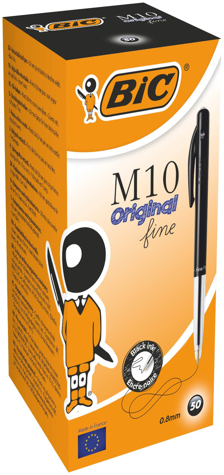 BiC M10 Druckkugelschreiber F 50er Pack schwarz, Schwarz