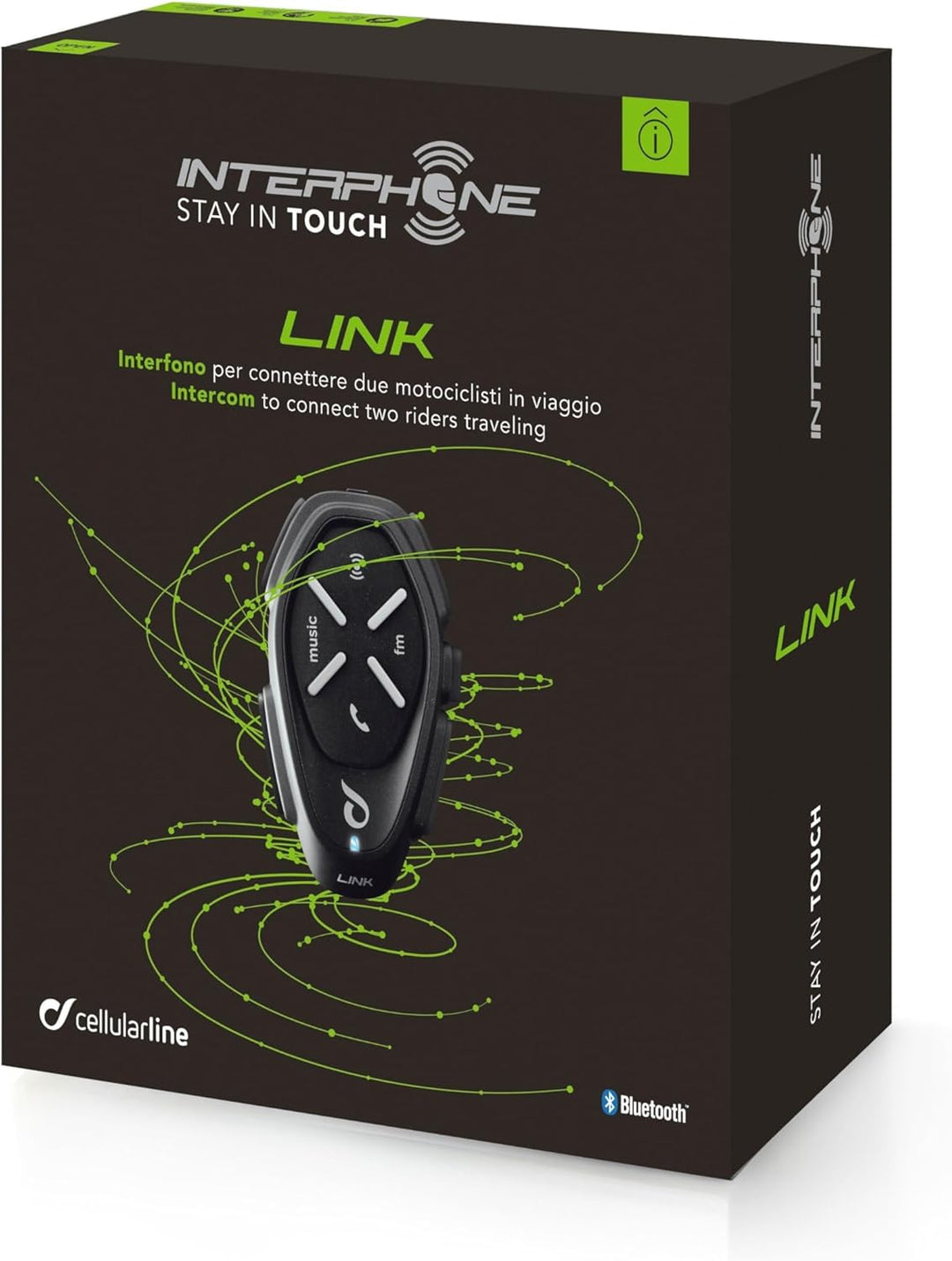 Interphone LINK | 2 Stück | Bluetooth-Kommunikationssystem für Motorräder - Bis zu 2 Reiters, 300Mt