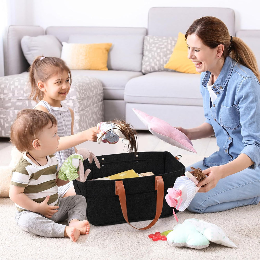 2er Filztasche Einkaufskorb, 16L Filztasche Einkaufstasche mit Fächern Shopper für Outdoor Trips, Pi