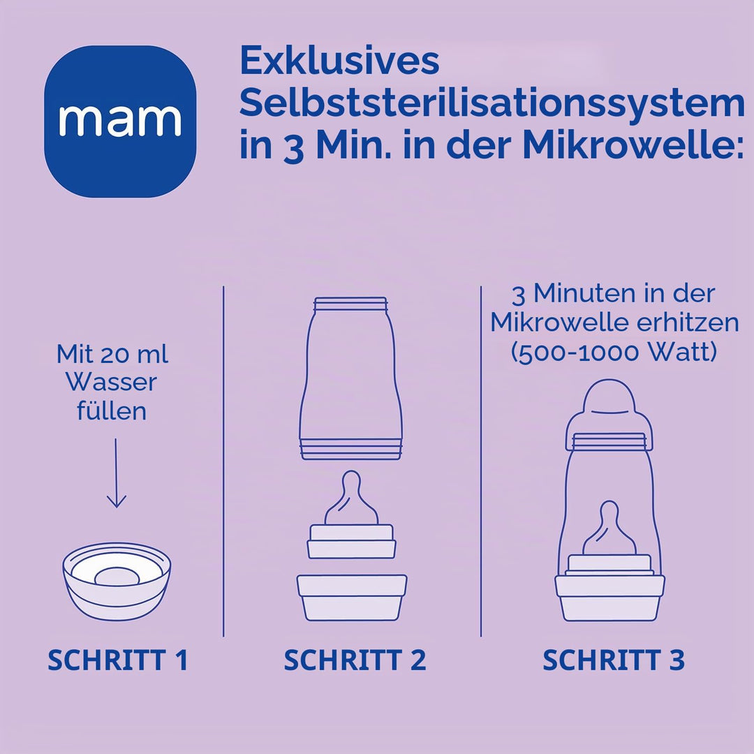 MAM Easy Start Anti-Colic Babyflasche | für Neugeborene | 94% Akzeptanz | von Hebammen &amp; Müttern emp