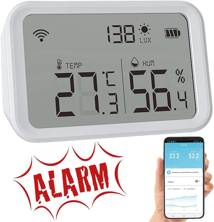 Luminea Home Control Helligkeitssensor: 3in1-WLAN-Sensor für Temperatur, Luftfeuchtigkeit und Hellig