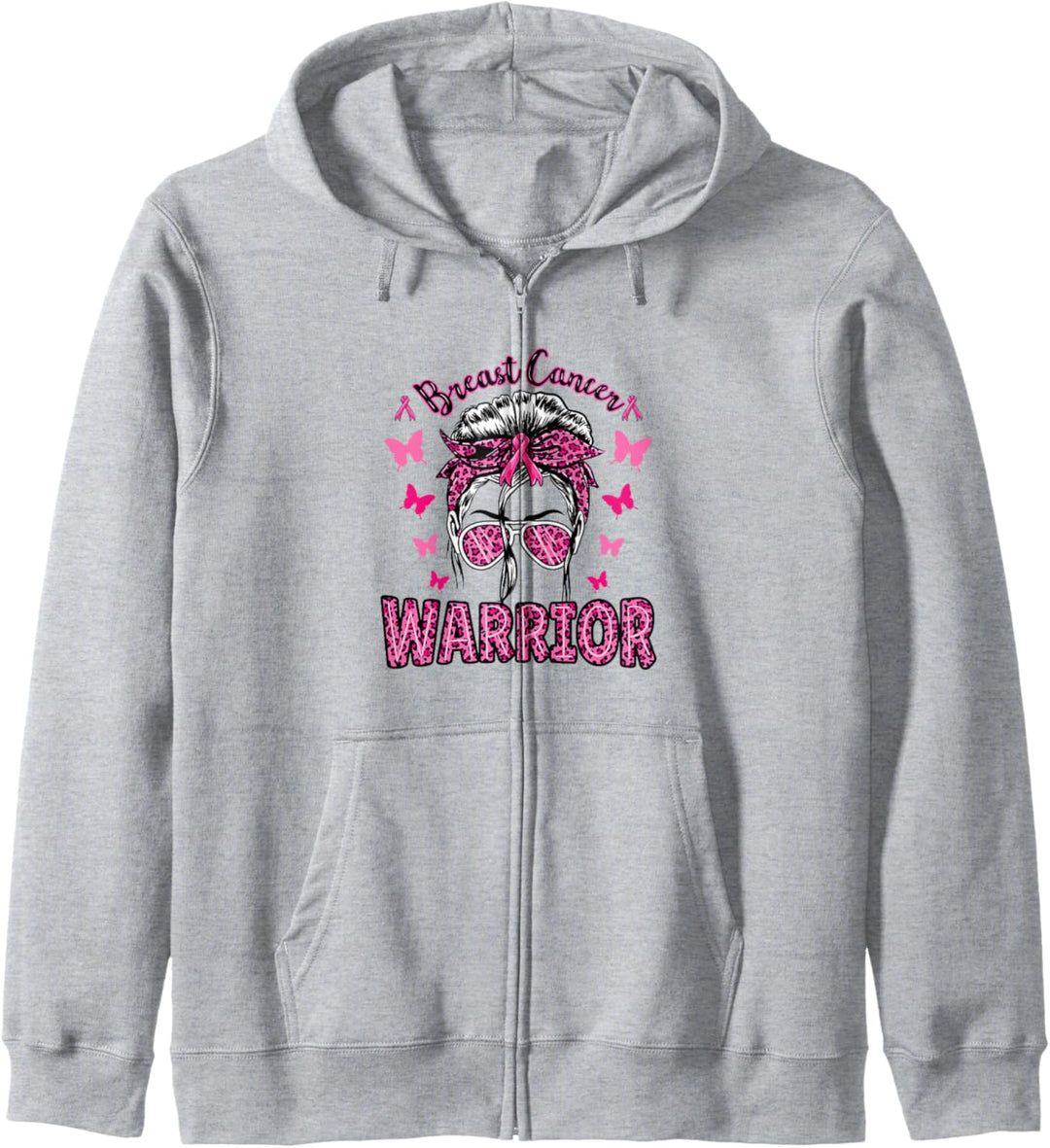 Breast Cancer Warrior Leopard Unordentliches Brötchen Kapuzenjacke