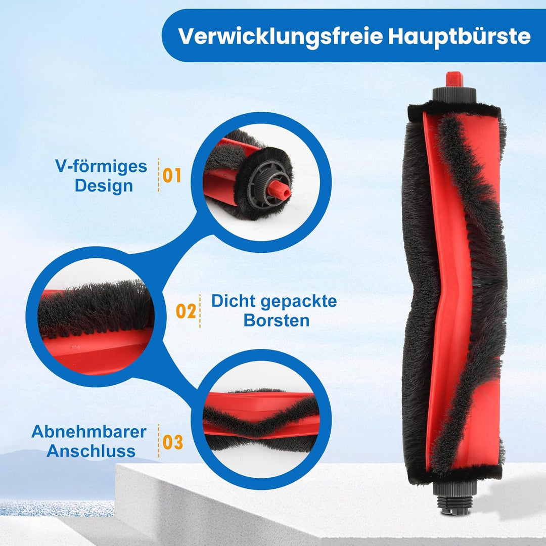 21 Stück Zubehörset für Roborock Q7 L5+ / Q7 M5+ Saugroboter mit 1 Hauptbürsten 4 Wischtücher 4 Filt