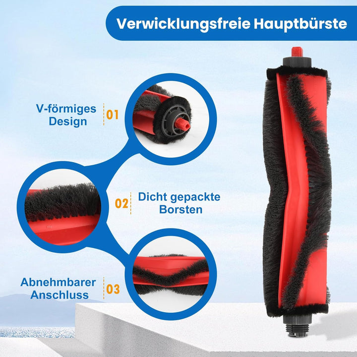 21 Stück Zubehörset für Roborock Q7 L5+ / Q7 M5+ Saugroboter mit 1 Hauptbürsten 4 Wischtücher 4 Filt