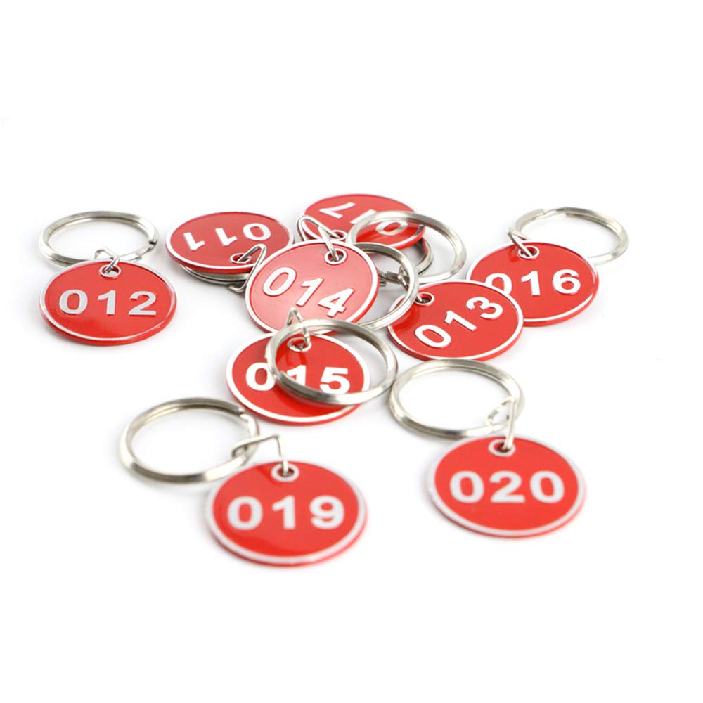 Schlüsselanhänger aus Aluminium und Kunststoff, nummeriert, 30 mm 1-100 rot Rot 1-100, Rot 1-100