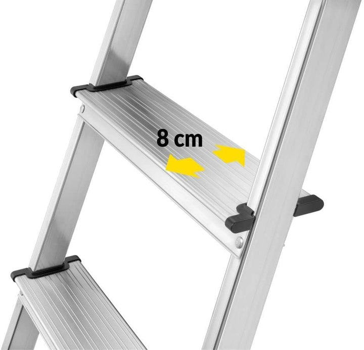 Hailo Stehleiter StandardLine 6 Stufen, belastbar bis 150 kg, Leiter aus Aluminium mit Ablage & Stab