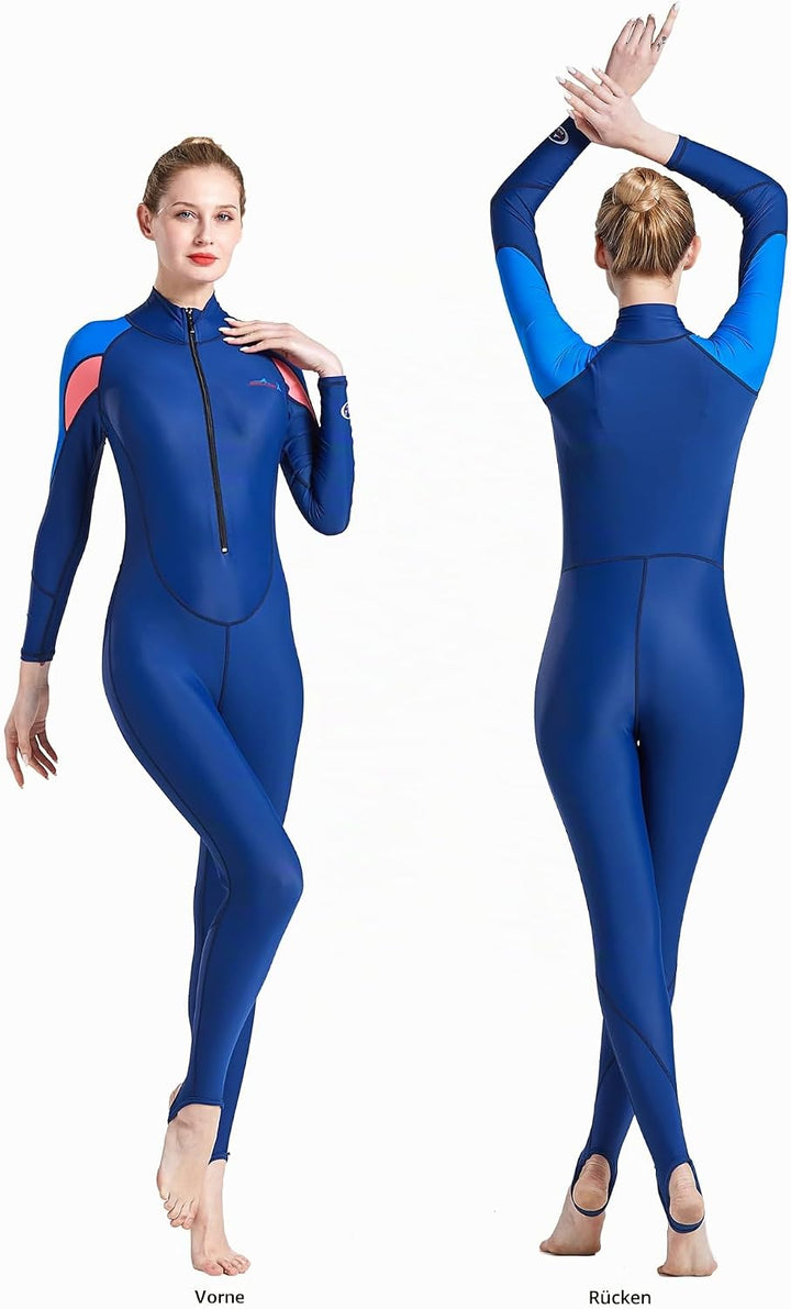 Damen Herren Lange Ärmel Tauchanzug One Piece UV-Schutz Badeanzug Sommer Herbst M Damen, M Damen
