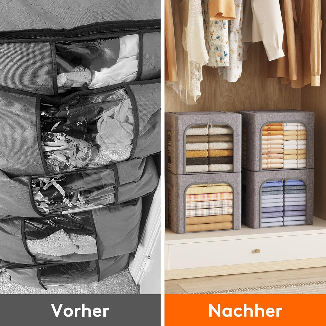 Lifewit 40L Aufbewahrungsbox mit Deckel, Kleidung Aufbewahrung, Faltbare Kleideraufbewahrung mit Met