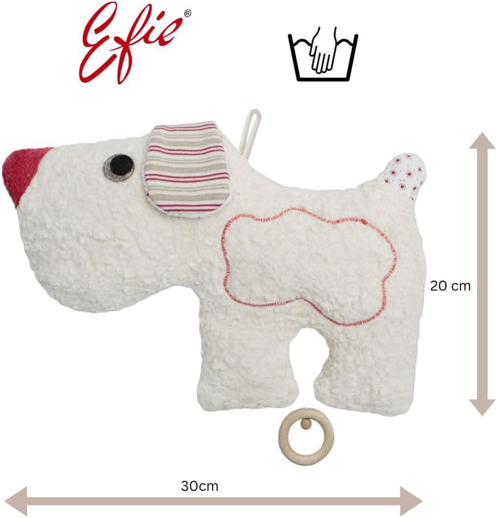 Efie Bio-Spieluhr Hund – 100% Baumwolle (KBA), Füllung aus Schurwolle (kbT) – GOTS-Zertifiziert - na