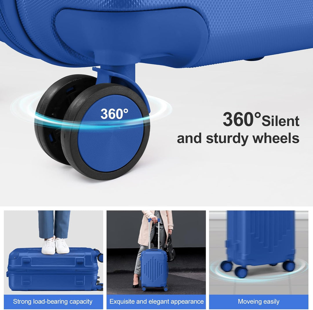 LEADZM Handgepäck-Koffer aus ABS, Reisekoffer, Leichter Kabinenkoffer mit 360° Spinner-Rollen, Zahle