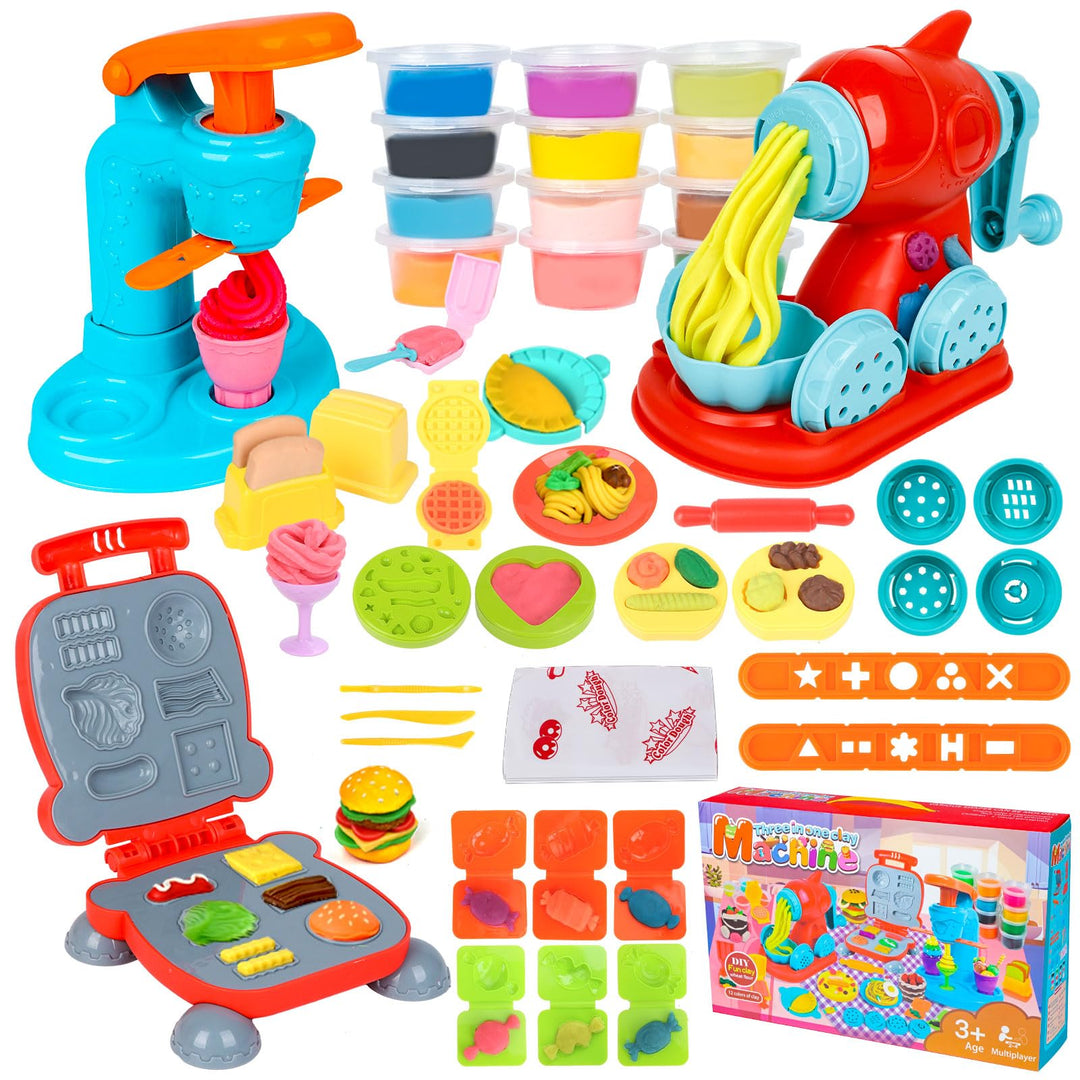 Knetwerkzeug, Knete Zubehör Kitchen Creations Spielset mit 12 Dosen, Knete Eismaschine Nudelmaschine