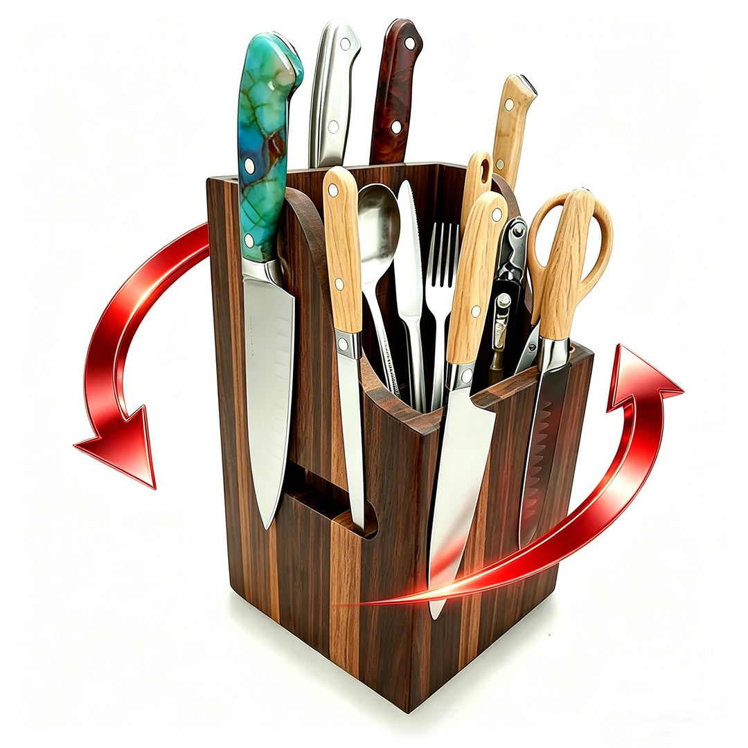 Magnetic Knife Block Without Knife - 360° Rotatable Extra Large Capacity Knife Holder Universal Knif