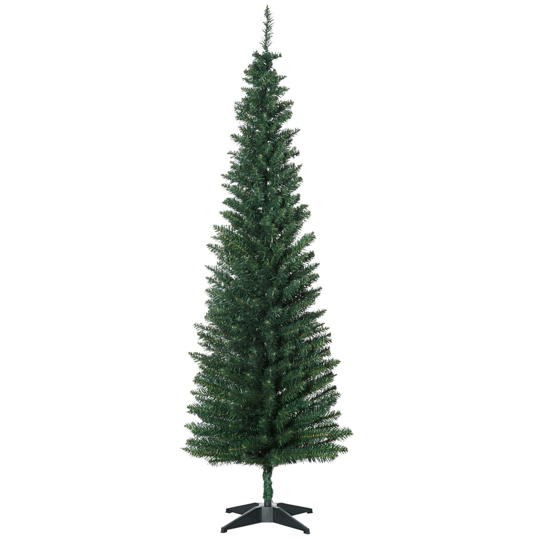 HOMCOM Künstlicher Weihnachtsbaum 1,8 m, Schmaler Christbaum mit Ständer, 390 Äste, Zerlegbar, Weihn