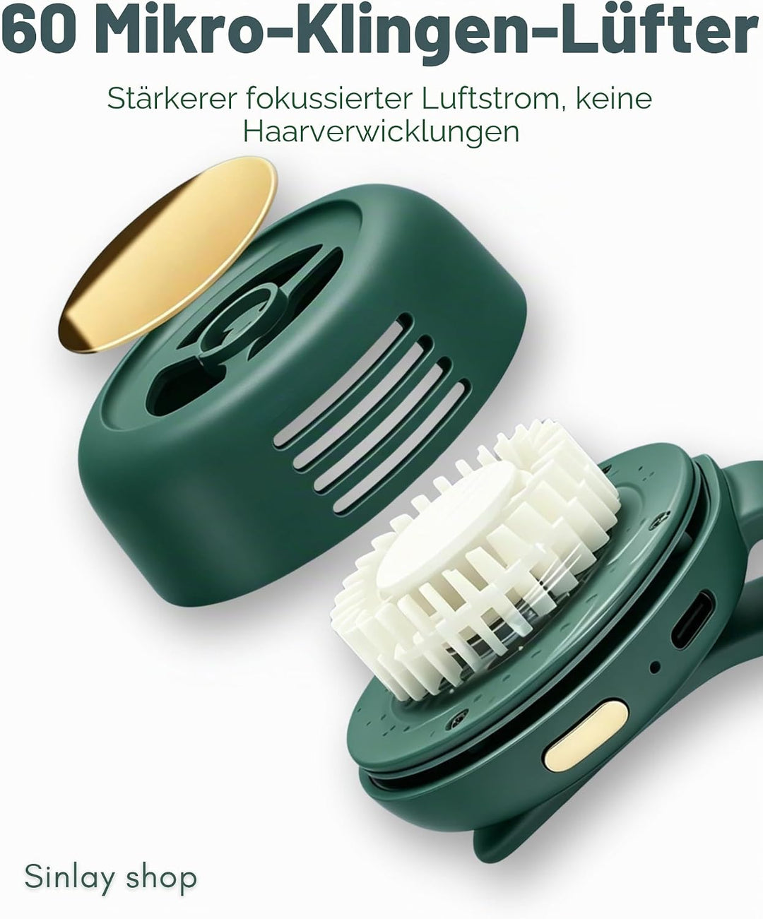 Sinlay Clip Ventilator Klein, Tragbarer Mini Ventilator mit Clip, Handventilator Akku Aufladbar mit