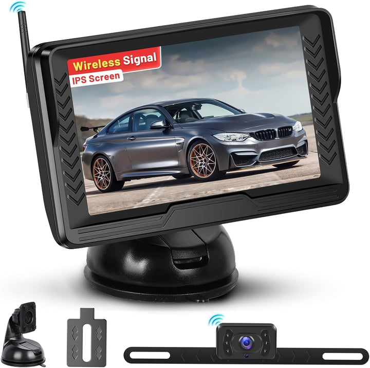 Hikity AHD Wireless Rückfahrkamera mit 5-Zoll-LCD-Display und IP69-Wasserdichtigkeit, Rückfahrkamera