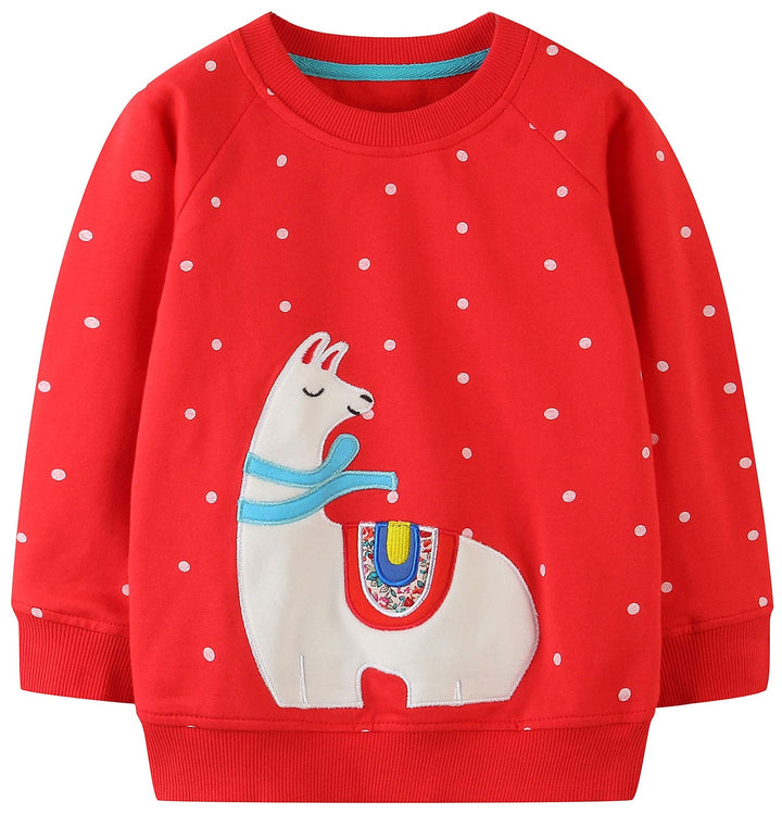 Mädchen Sweatshirt für Kinder Süss Cartoon Pullover Baumwolle Top Langarm T-Shirt Grösse 1-8 Jahre R