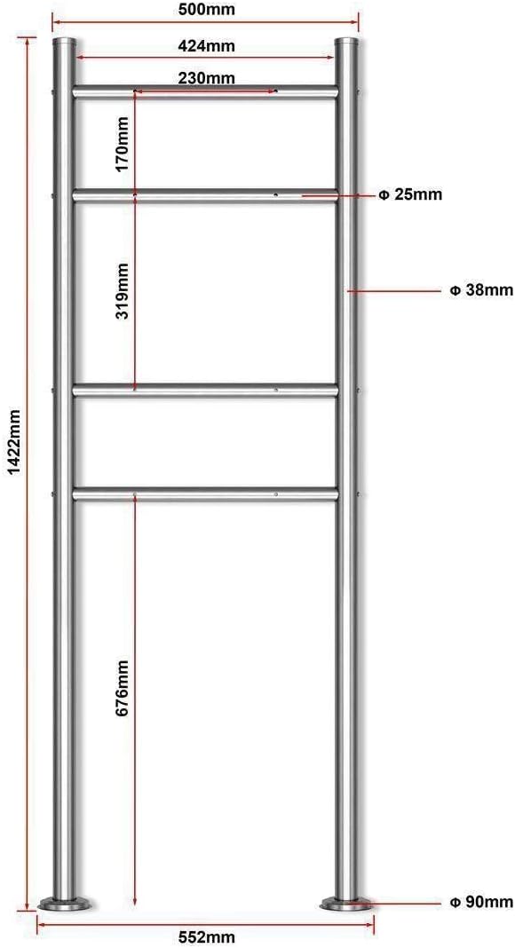 Metzler Doppel Standbriefkasten in Graualuminium, Pulverbeschichtet & mit Zeitungsfach - Inkl. Edels