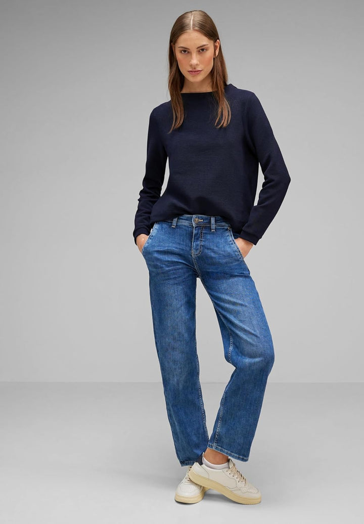Street One Damen Langarmshirt, Deep Blue