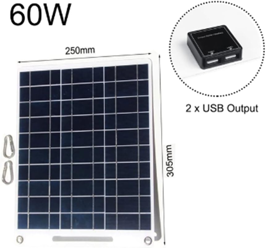 Tragbares Solarpanel, 60 W, 5 V, Dual-USB, Ladegerät, Ladegerät, Notfall-Ladegerät, für den Aussenbe