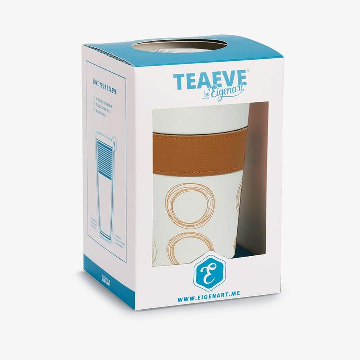 Eigenart TEAEVE Teebecher "Circular - Cognac", Becher mit Sieb + Deckel im Geschenkkarton