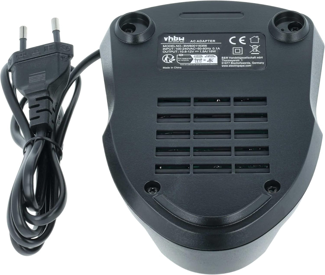 vhbw Ladegerät kompatibel mit Bosch PS70-2A | PSM 10.8 LI, PSR 10.8 Li-2 Werkzeug Akkus - Typ 2