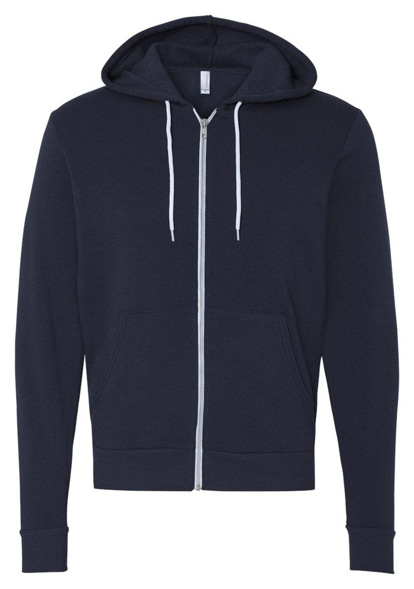Bella+Canvas Unisex Sweatjacke Poly-Cotton Full Zip Hoodie Blau Navy XXL