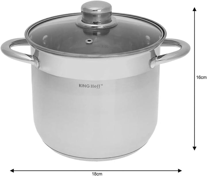 6 Stk. Gastro Töpfset Stock pot 7L 5L 4L KINGHOFF KH-4309