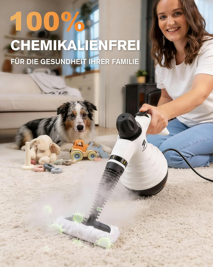 MLMLANT Dampfreiniger, Multifunktionaler Haushaltsreiniger mit Sicherheitsverschluss und 10 Zubehört