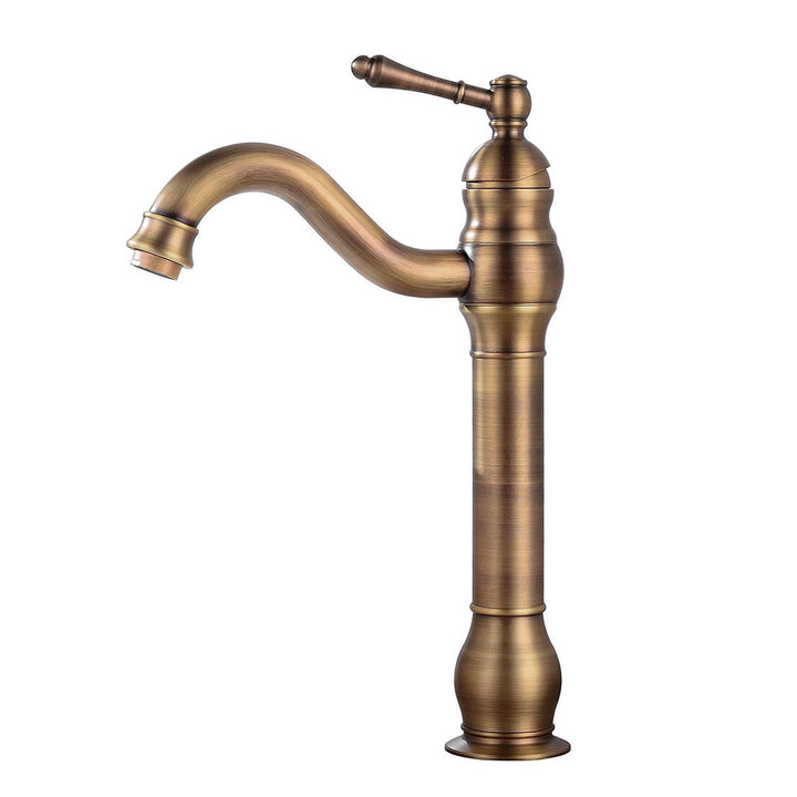 Badezimmer Waschbecken Mischer Hahn, reiner Kupfer Griff Einzel Loch Retro Badezimmer Hahn (Antik) A