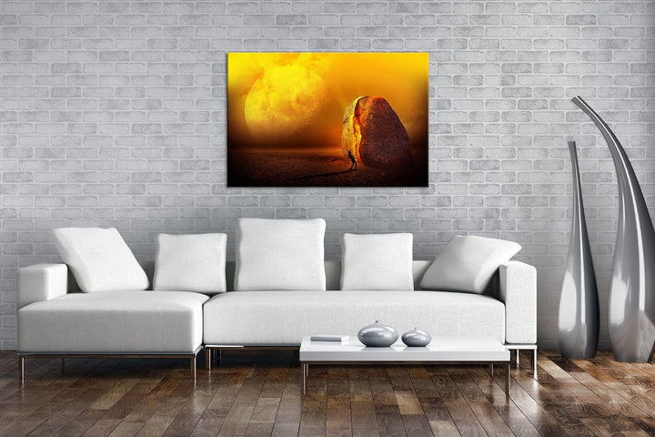 unbekannte Planeten Oberfläche Format: 80x60 als Leinwandbild, Motiv fertig gerahmt auf Echtholzrahm