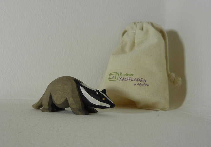 Dachs gross von Lotte Sievers-Hahn 3,5 cm mit Baumwollbeutel Krippenfigur