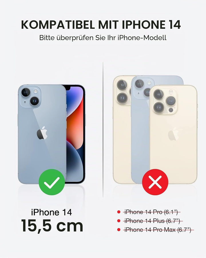 OCASE Kompatibel für iPhone 14 Hülle (2in1) Leder Stossfestes Case, Abnehmbare magnetische, Mit Hand