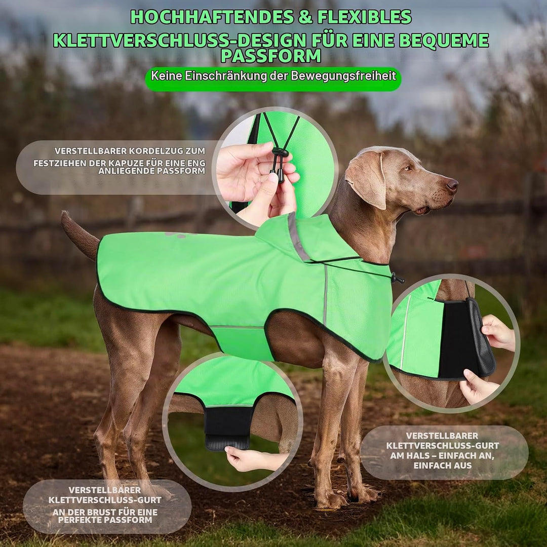 BiPawTi Verstellbar Regenmantel Hund Wasserdicht – Hunde-Regenjacke Reflektierenden Kapuze mit Verst