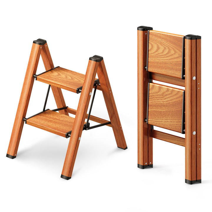 2 Stufen Leiter, klappbarer Tritthocker mit breitem Anti-Rutsch-Pedal, leichtes und dennoch stabiles