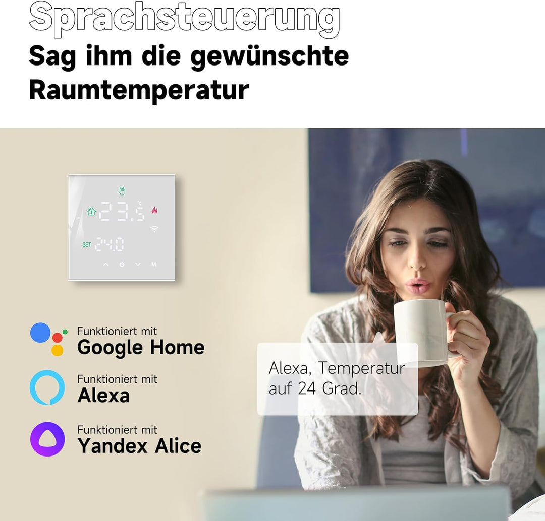 Beok Thermostat Heizung Smart, WiFi Fussbodenheizung Thermostate für Warmwasserbereitung Programmier