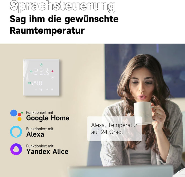 Beok Thermostat Heizung Smart, WiFi Fussbodenheizung Thermostate für Warmwasserbereitung Programmier