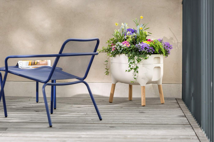 Plastia Blumentopf, niedrig, elfenbeinfarben/Weiss Low Weiss, Low Weiss