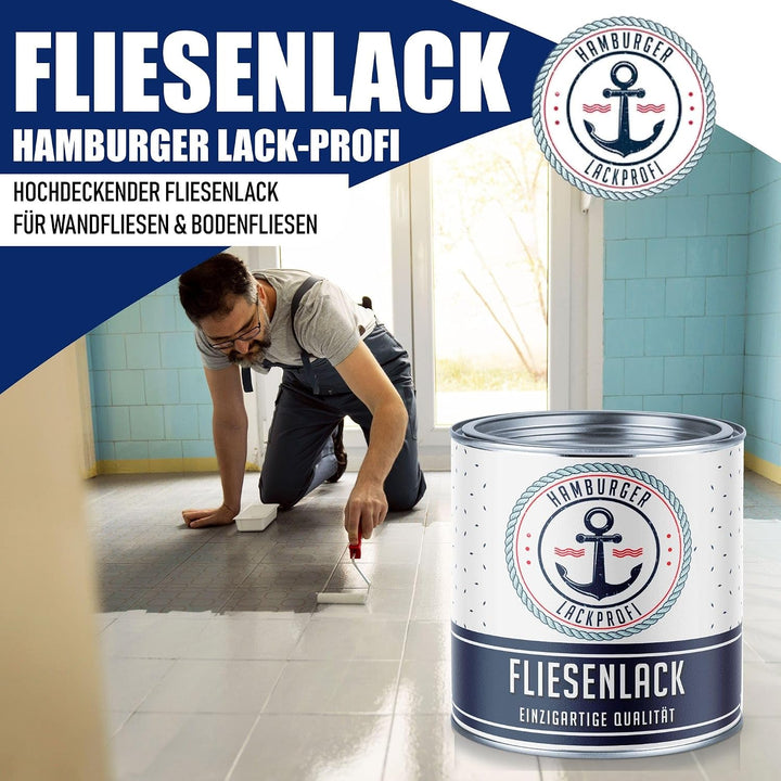 Fliesenlack GLÄNZEND Achatgrau RAL 7038 Grau Fliesenfarbe im SET // Hamburger Lack-Profi (10 L), 10