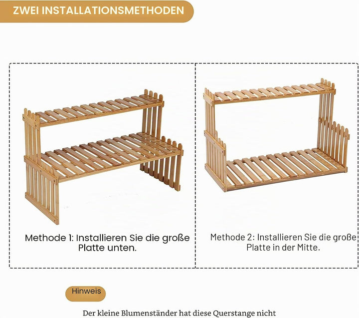 2 Tier Bambus-Pflanzenständer, Schreibtisch-Pflanzenständer, Verstellbarer Schreibtischständer, Büro