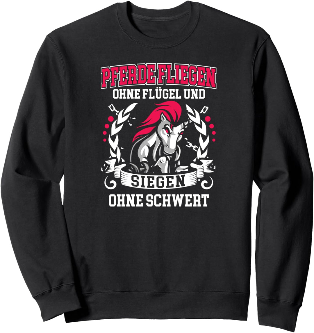 Pferd Reiterin Motiv mit Spruch für Reitsport Fans Sweatshirt