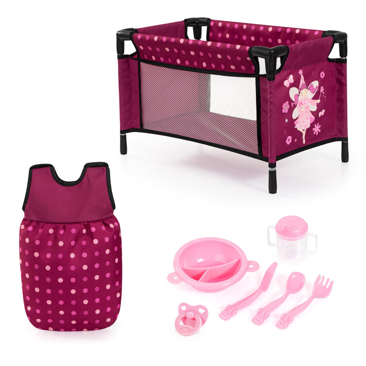 Bayer Design 61767AB Puppenbett Set mit Schlafsack, Puppenzubehör für Rollenspiele der Kinder, ab 3