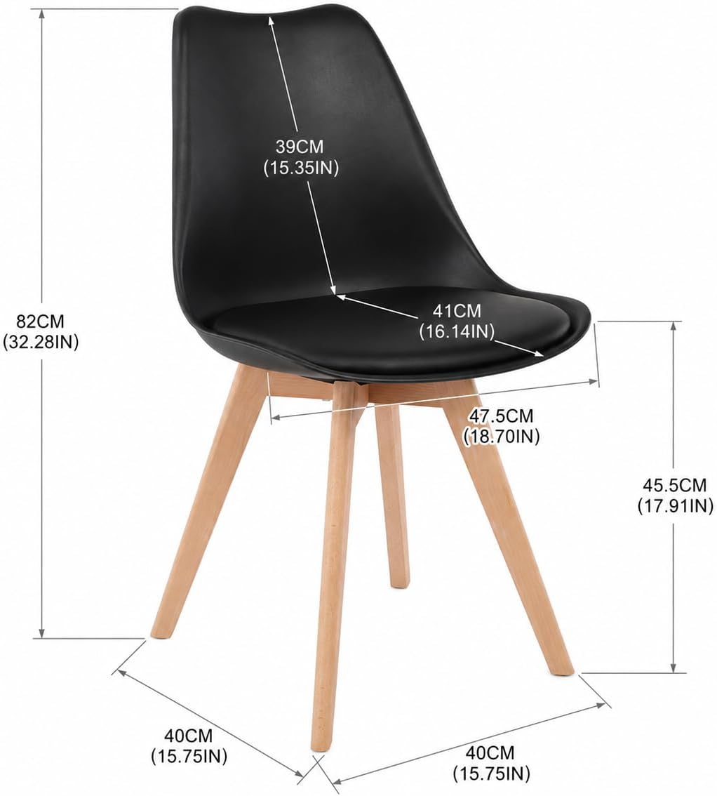 EGGREE 6er Set Esszimmerstühle mit Massivholz Buche Bein SGS Geprüfter, Retro Design Gepolsterter St