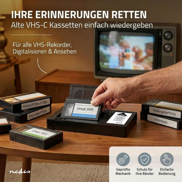 Nedis VHS-Konverter - Konvertierung: VHS-C auf VHS - Plug &amp; Play - Schwarz