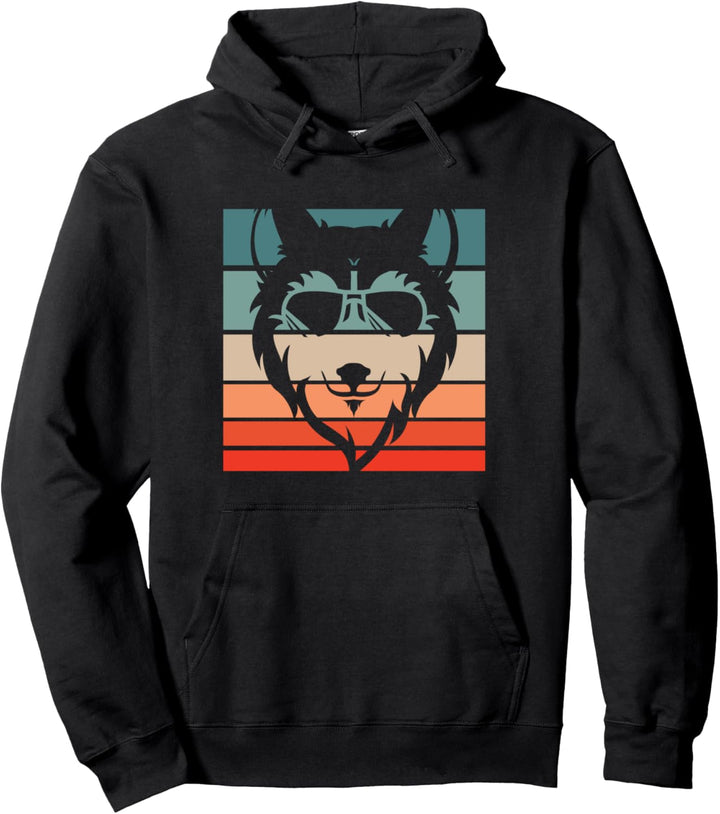 Wolf Retro Style Vintage Pullover Hoodie