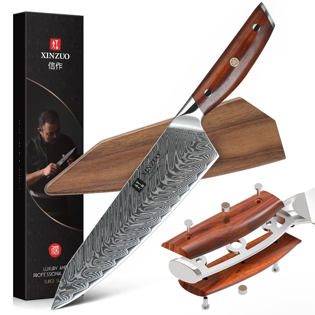 XINZUO Damaststahl Kochmesser, 21cm Kiritsuke Chefmesser Profi geschmiedet Kochmesser, Scharfe Kling