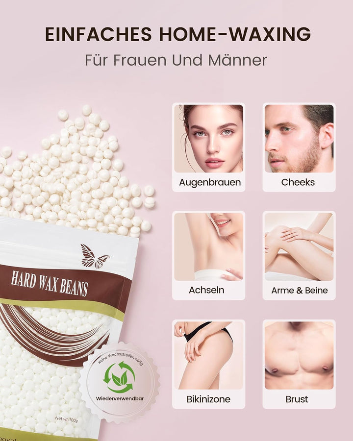 ACCWORK Waxing Set Haarentfernungs-Wachsset mit Wachswärmer, 500 g Wachsperlen, Silikon- und Alumini